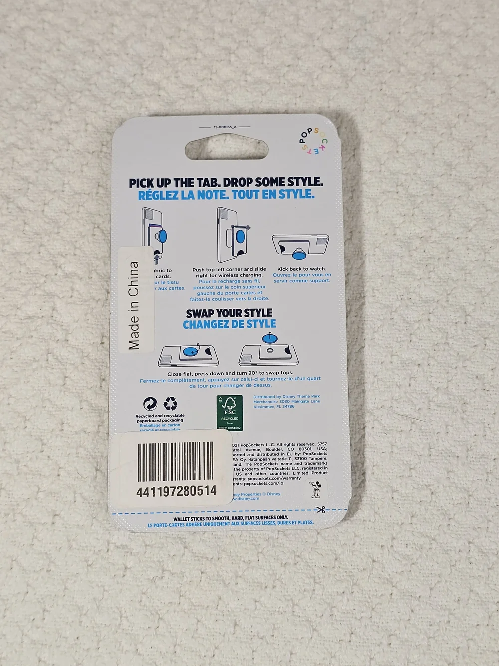 Disney PopWallet+ Phone Wallet & Grip - White with Multicolor Map Balloons